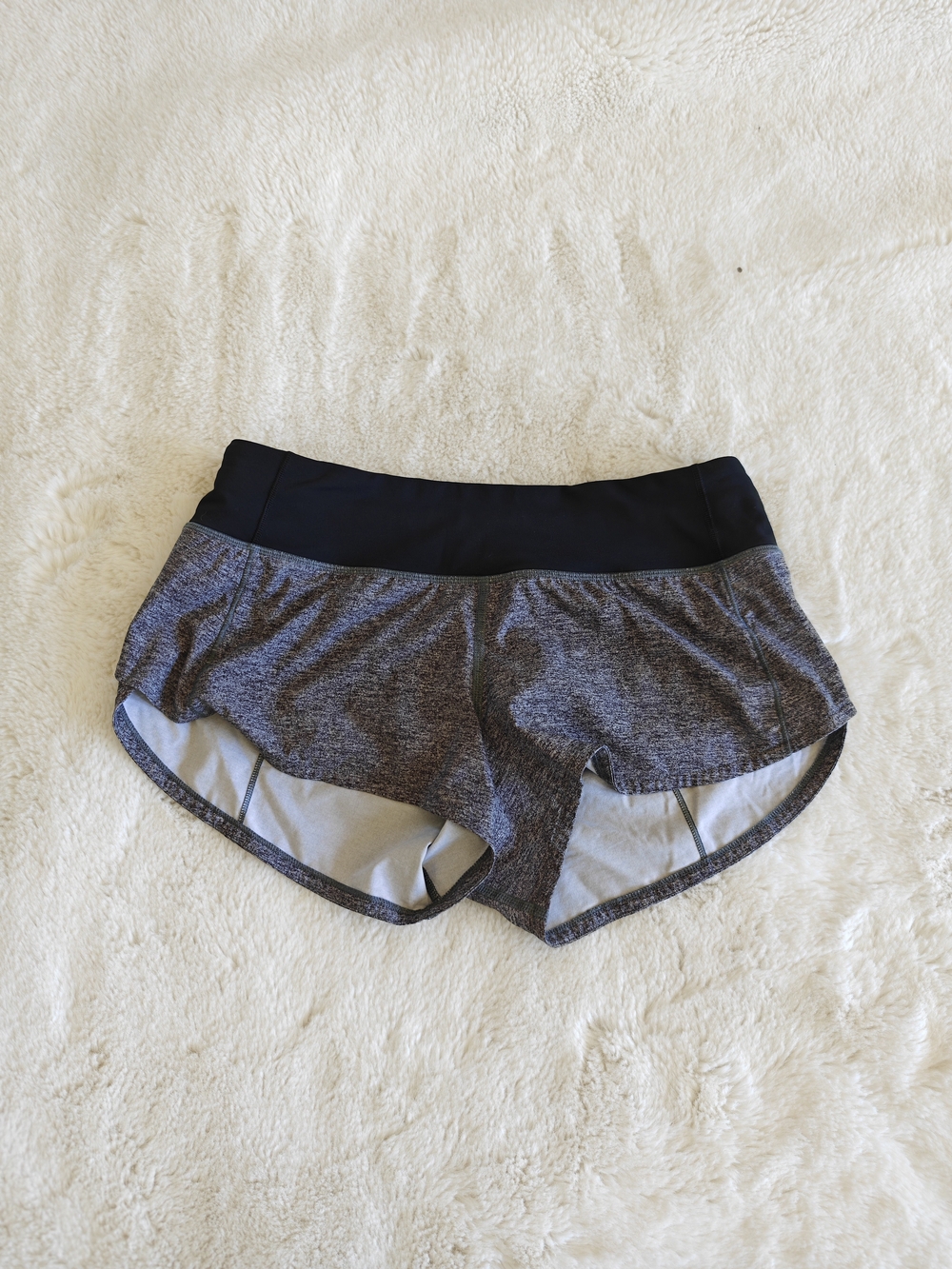 lululemon athletica Grey Heather Running Shorts with Black Waistband